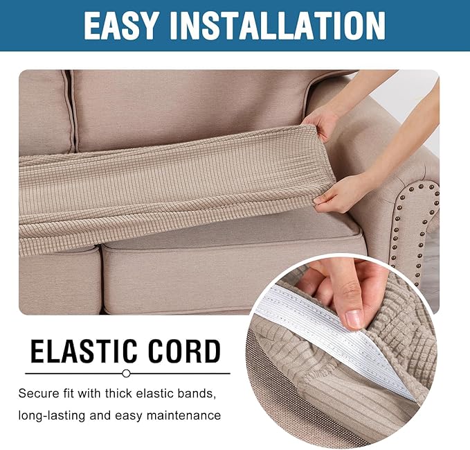 H.VERSAILTEX Super Stretch Individual Seat Cushion/Couch Slipcover Sets Thick - Image 5