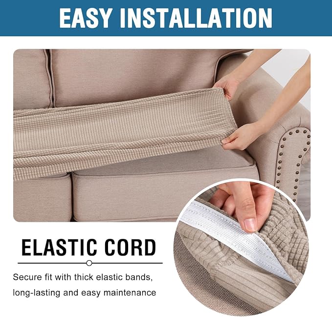H.VERSAILTEX Super Stretch Individual Seat Cushion Covers Sofa Covers Couch - Image 5