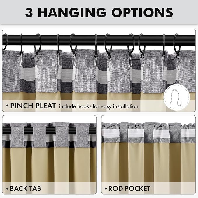 MIULEE 100% Blackout Linen Curtains 42 x 63 Inch Glacier Gray 2 Panels | - Image 5