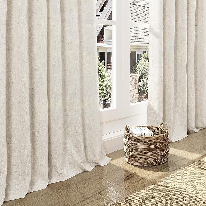 Warm Beige Linen Curtains 84 Inch Length 2 Panels Set - Image 8