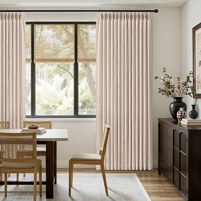 MIULEE Pinch Pleated Thick Linen Curtains 108 Inches Length 2 Panels - Image 5