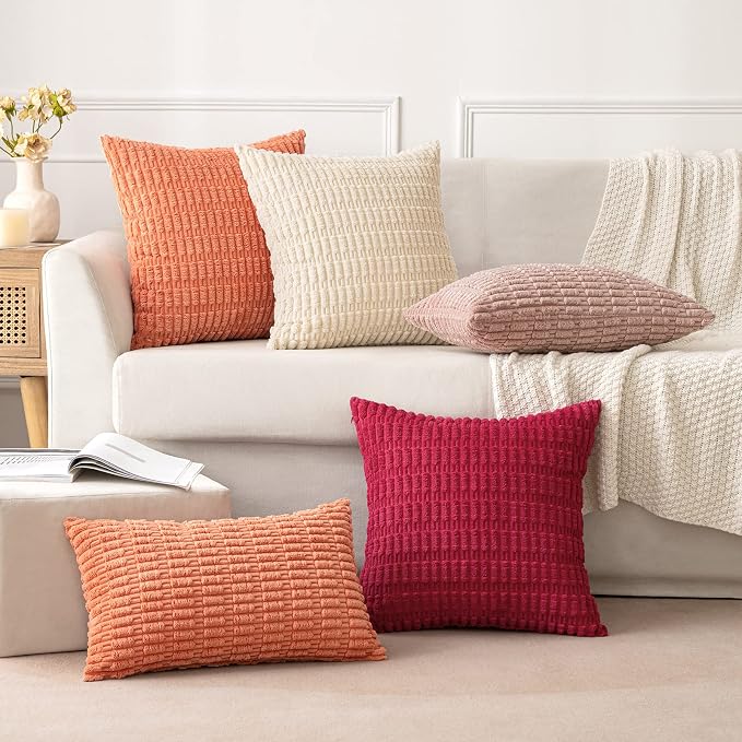 MIULEE Pack of 2 Corduroy Decorative Throw Pillow Covers 18x18 Inch Soft Boho - Image 3