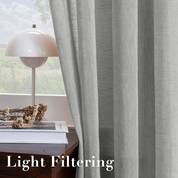 H.VERSAILTEX Linen Sheer Curtains 72 Pair Set Linen Textured Semi-Sheer - Image 5