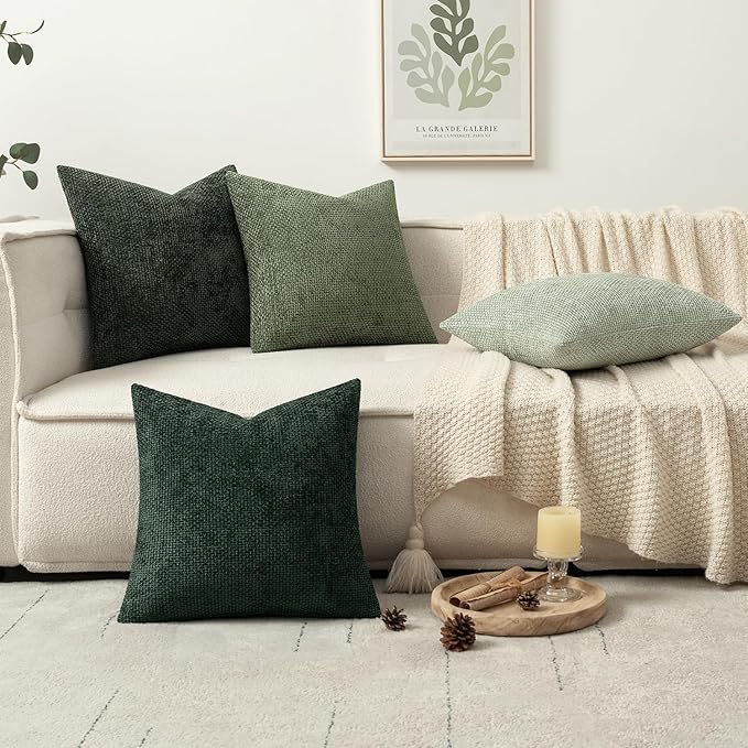 MIULEE Pack of 4 Couch Throw Pillow Covers 16x16 Inch Green Soft Decorative - Image 5