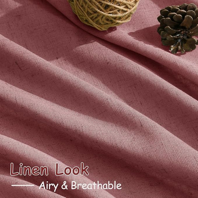 Canyon Rose Linen Curtains for Living Room 105 Inches Long Light Filtering Semi - Image 4
