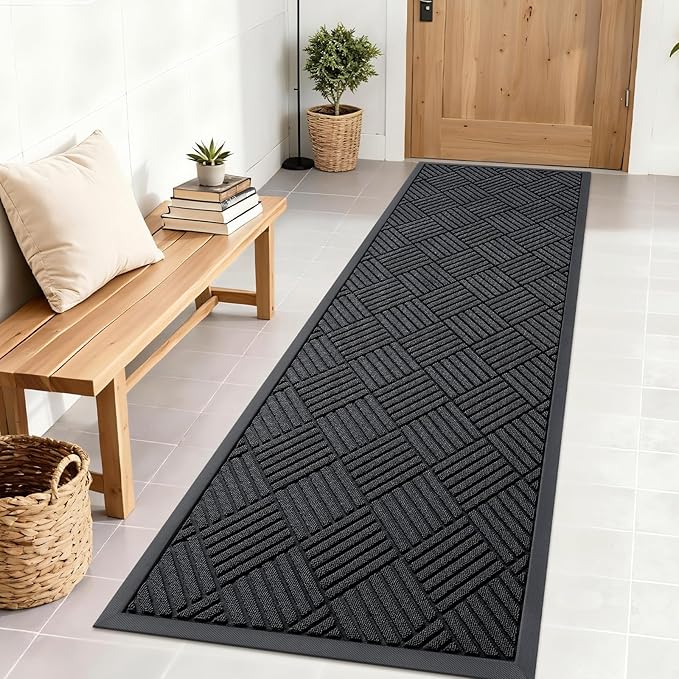 OLANLY Front Door Mat Outside Entrance 71x23, Heavy Duty Sturdy Natural Rubber by OLANLY