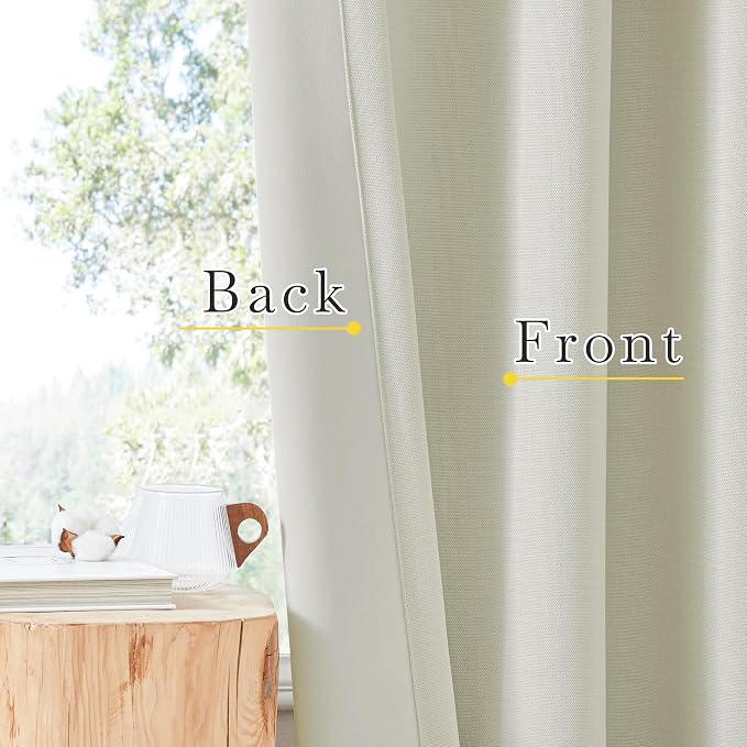 NICETOWN Thick Faux Linen Bedroom Curtains 108 inches Long, Room Darkening Dual - Image 5