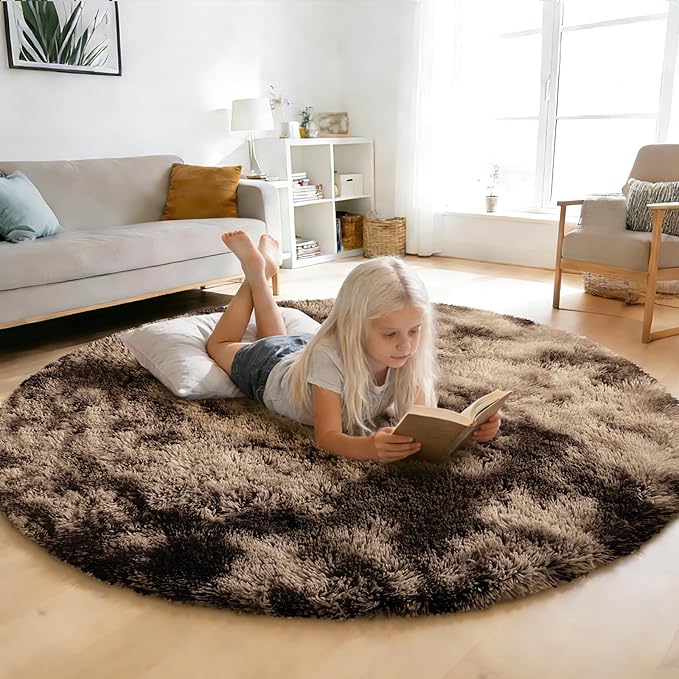 Fluffy Round Rug, Soft Area Rugs by yulidayang