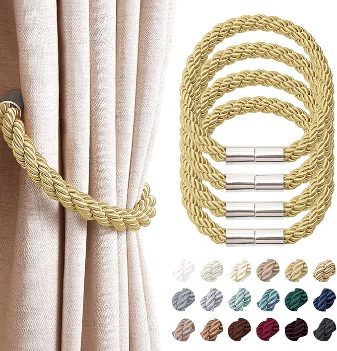 NICEEC 4 Pack Strong Magnetic Curtain Tiebacks Modern Simple Style Drape Tie by NICEEC