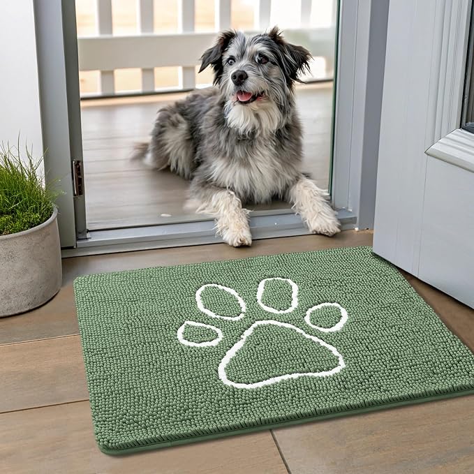 Smiry Dog Door Mat for Muddy Paws, Absorbent Dirt Trapper Non Slip Quick Dry by Smiry