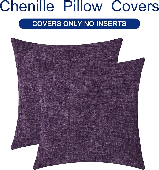 CaliTime Throw Pillow Covers Decorative 18 X 18 Inches Pack of 2 Cozy Chenille - Image 6