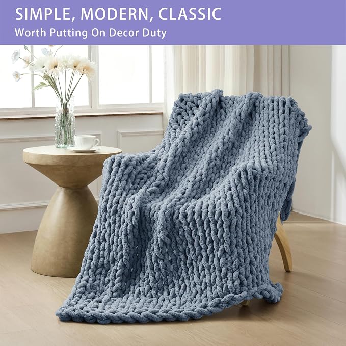Bigacogo Chunky Knit Throw Blanket - Image 3