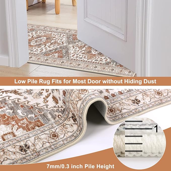 Yamaziot Washable Runner Rug, 2x8 Non-Slip Boho Vintage Hallway Rug Runner - Image 4