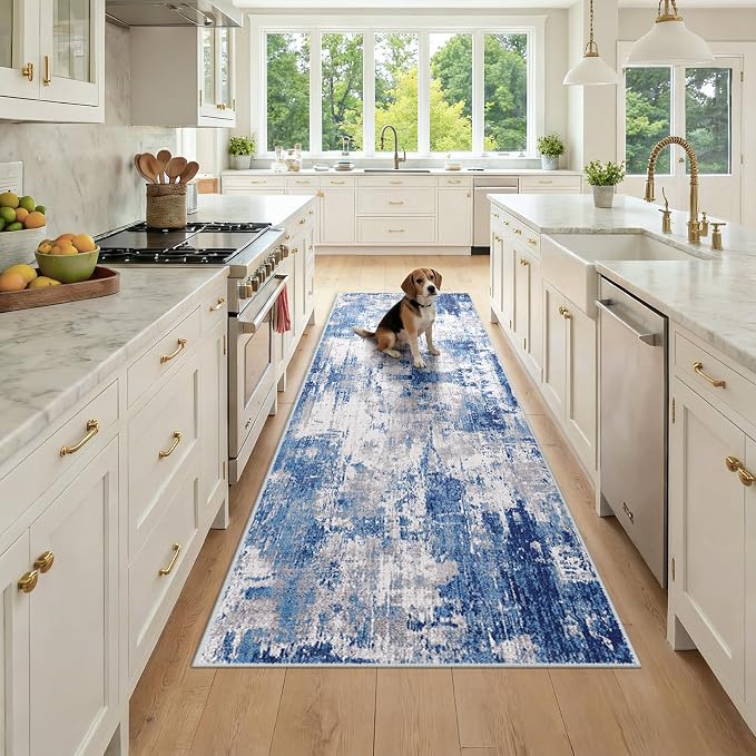 Washable Area Rugs 3x8 Non-Slip Modern Abstract Soft by RELEANY