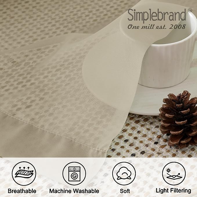 Simplebrand Taupe Sheer Curtains 84 Inches Long 2 Panels, Light Filtering Rod - Image 7