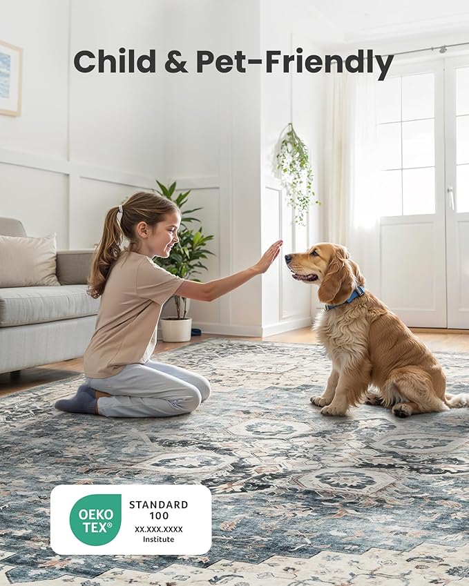 AMADA HOMEFURNISHING 2x4 Washable Area Rug, Low-Profile Entryway Rug - Image 2