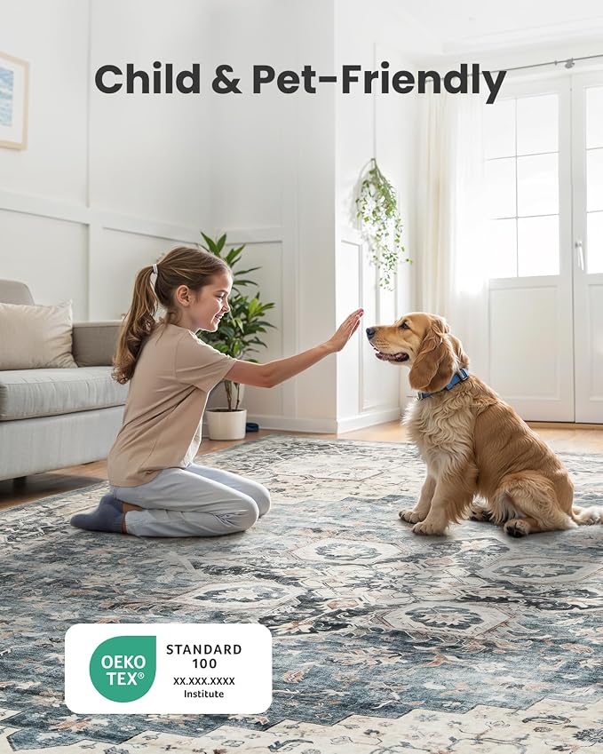 AMADA HOMEFURNISHING 2x3 Washable Area Rug, Low-Profile Entryway Rug - Image 2