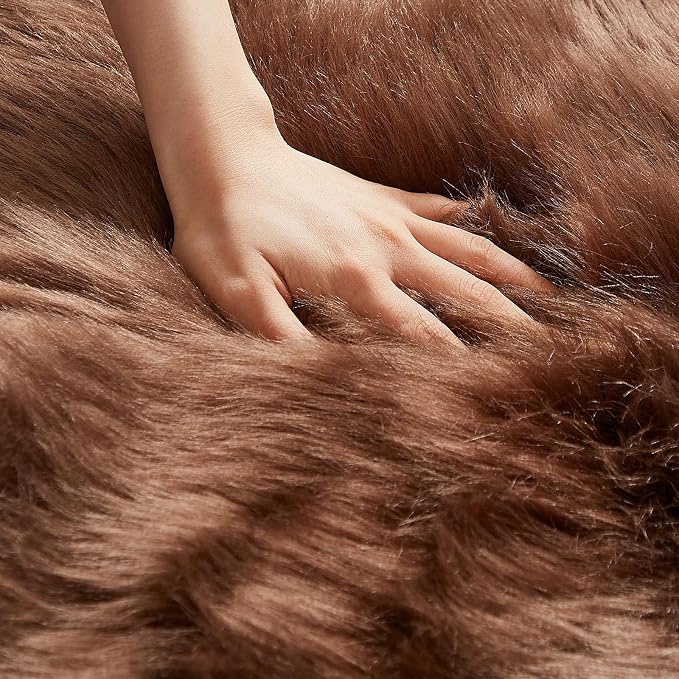 AMTOVO Faux Fur Rug, Coffee Area Rug, Fluffy Sheepskin Rug, Fuzzy Ultra Soft 2 - Image 5