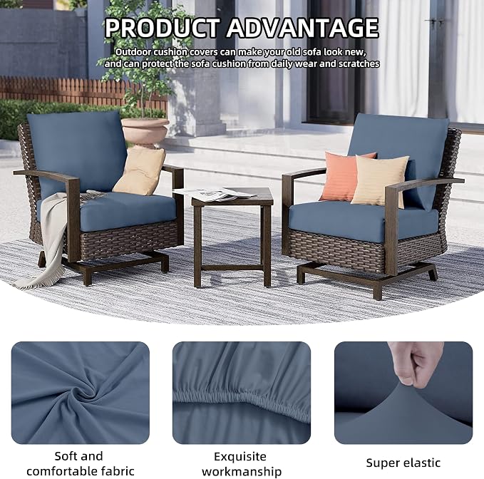 8Pcs Outdoor Cushion Covers, Patio Cushion Covers, Stretch Elastic Slipcovers - Image 4