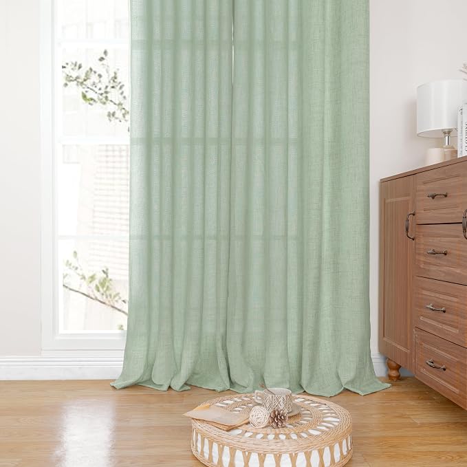 YoungsTex Sage Green Linen Curtains 90 Inches Long - Image 7