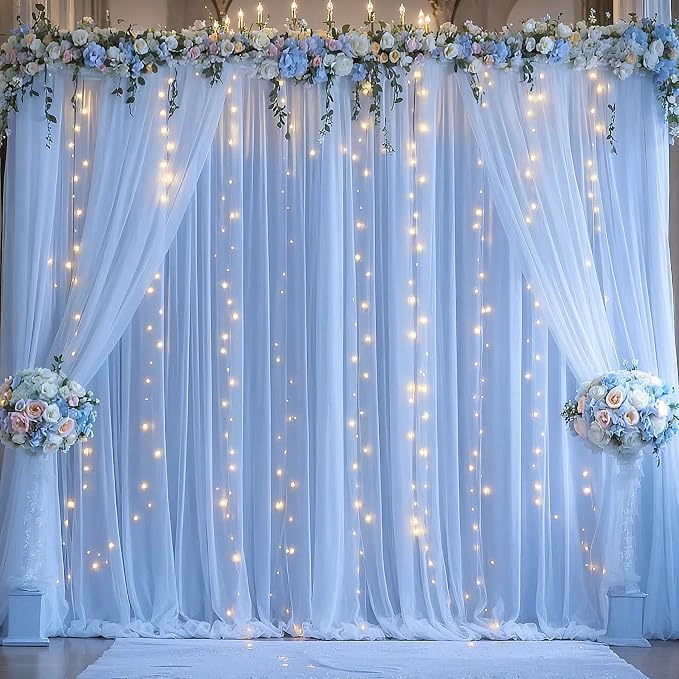 Baby Blue Sheer Backdrop Curtains - Image 5