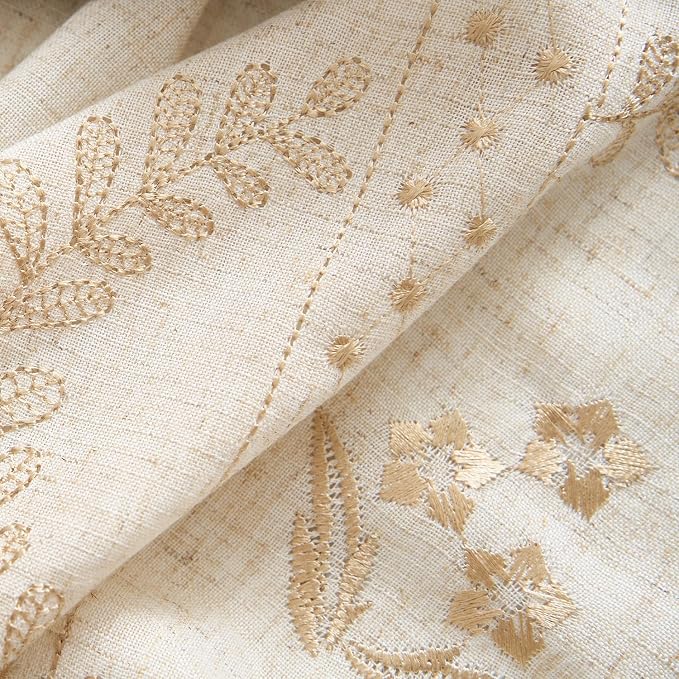 jinchan Belrose 4 Panel Curtains Set 84 Inch Length Floral Curtains Linen Blend - Image 4