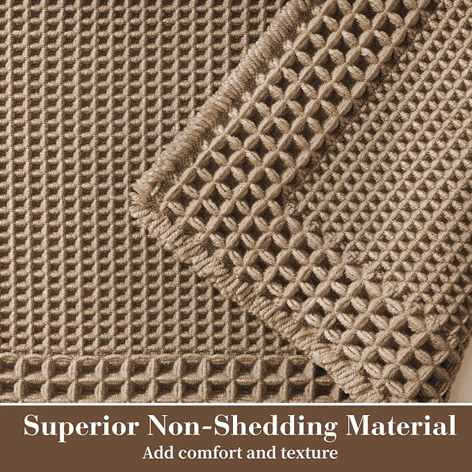 RESARE Waffle Bath Mat for Bathroom, Non Slip Bathroom Rugs 20"x32" Brown | - Image 2