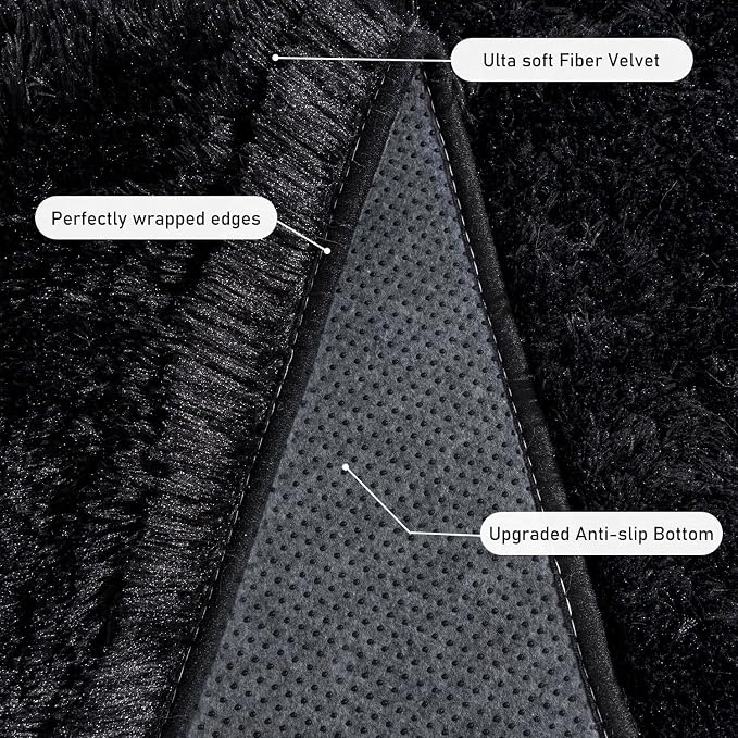 Black Runner Rug for Bedroom Hallways, 2x6 Fluffy Throw Area Rugs Non Slip for - Image 5
