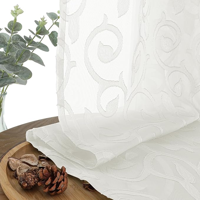 OWENIE Furman Sheer Ivory Curtains 84 inches Long - Image 3
