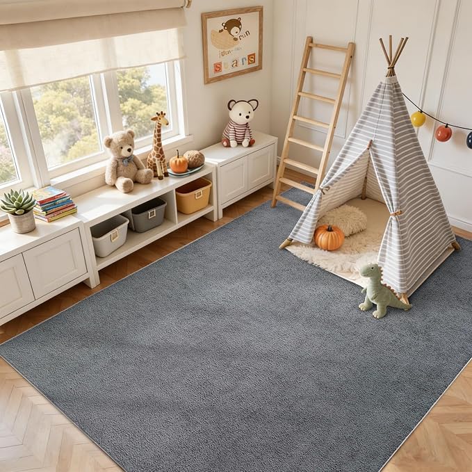 FinRèc 5x7 Washable Area Rugs for Bedroom Living Room, Low Pile Thin Rug Solid - Image 5
