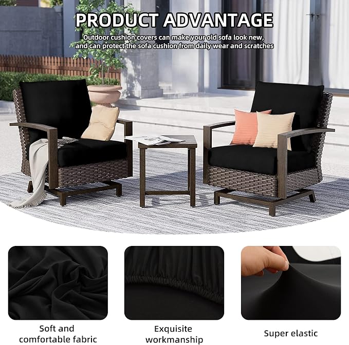 8Pcs Outdoor Cushion Covers, Patio Cushion Covers, Stretch Elastic Slipcovers - Image 3