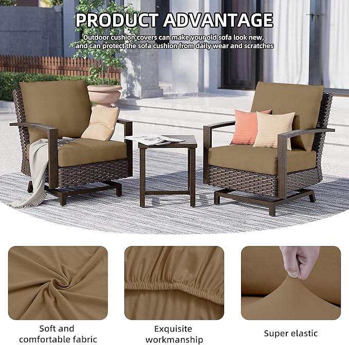 8Pcs Outdoor Cushion Covers, Patio Cushion Covers, Stretch Elastic Slipcovers - Image 3