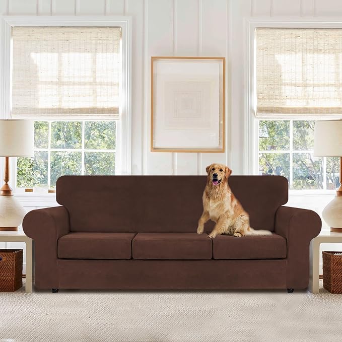 WEERRW 4 Pieces Velvet High Stretch Couch Covers - Image 2