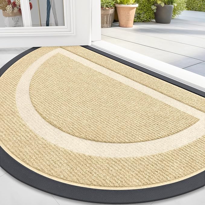 OLANLY Half Circle Door Mat Indoor Outdoor Entrance Welcome, Waterproof by OLANLY
