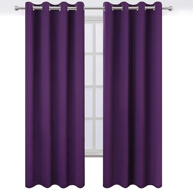 LEMOMO Purple Thermal Blackout Curtains/52 x 108 Inch/Set of 2 Panels Room - Image 2