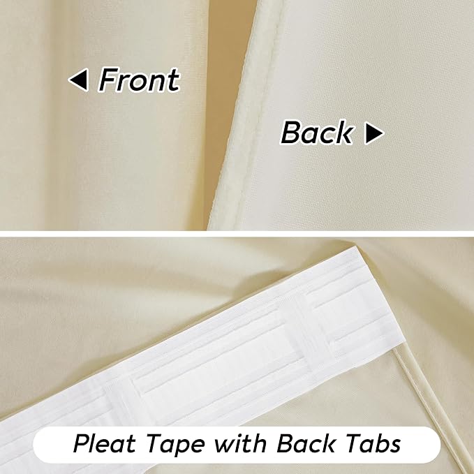 RYB HOME Beige Velvet Curtains 102 inches - Image 7