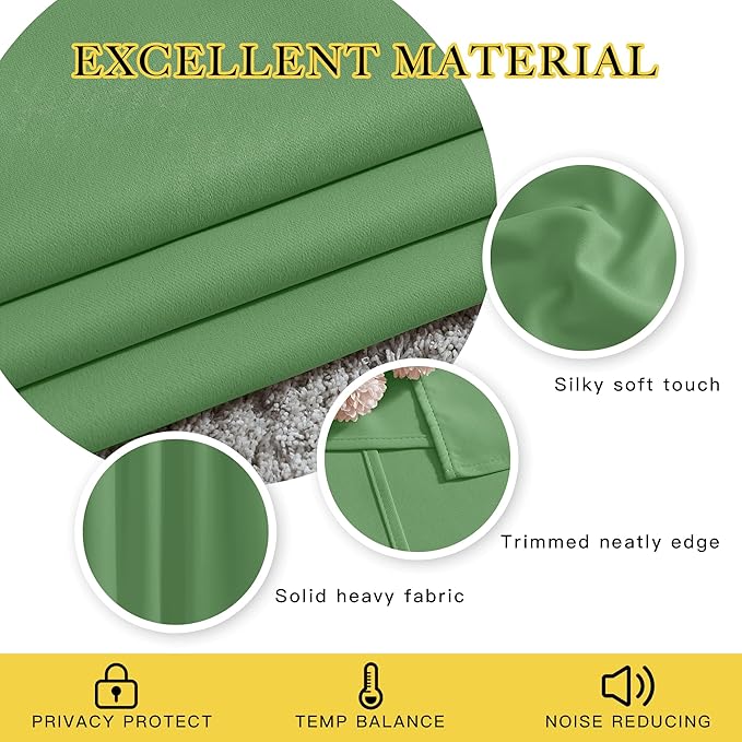 NICETOWN 66 inch Forest Green Curtains - Image 4