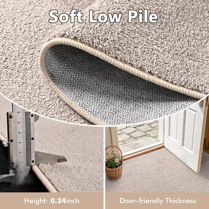 2x6 Oatmeal/White Runner Rug Washable Non-Slip - Image 4