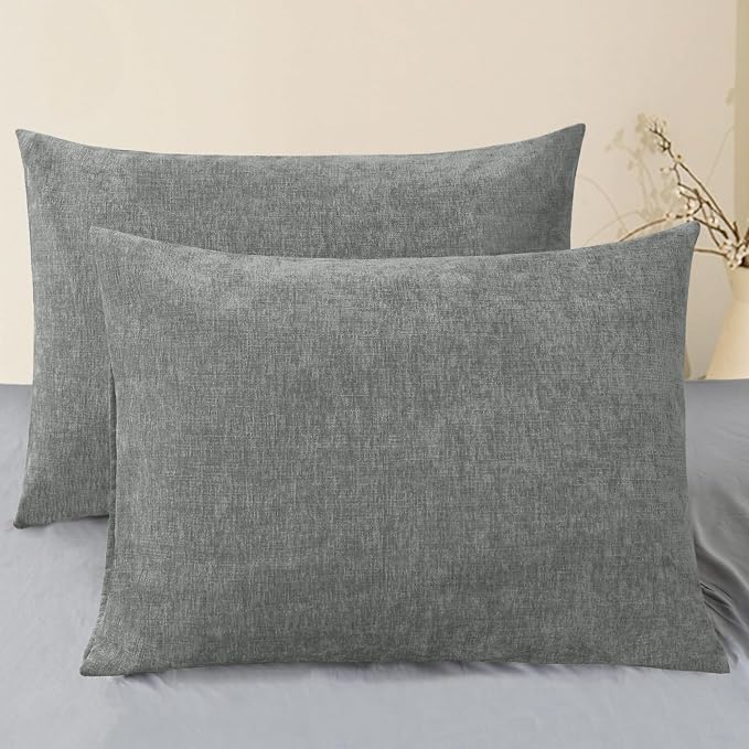 CaliTime Throw Pillow Covers Decorative 20 X 26 Inches Pack of 2 Cozy Chenille by CaliTime