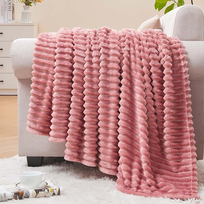 BEDELITE Fleece Blanket Twin Size – 3D Ribbed Jacquard Soft and Warm Decorative by BEDELITE