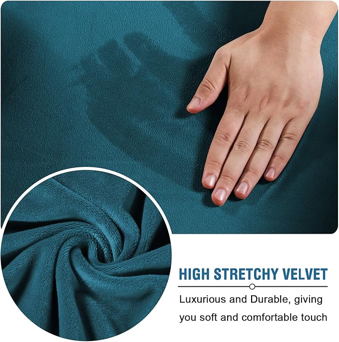 H.VERSAILTEX Modern Velvet Plush 4 Piece High Stretch Sofa Slipcover Sofa Cover - Image 5