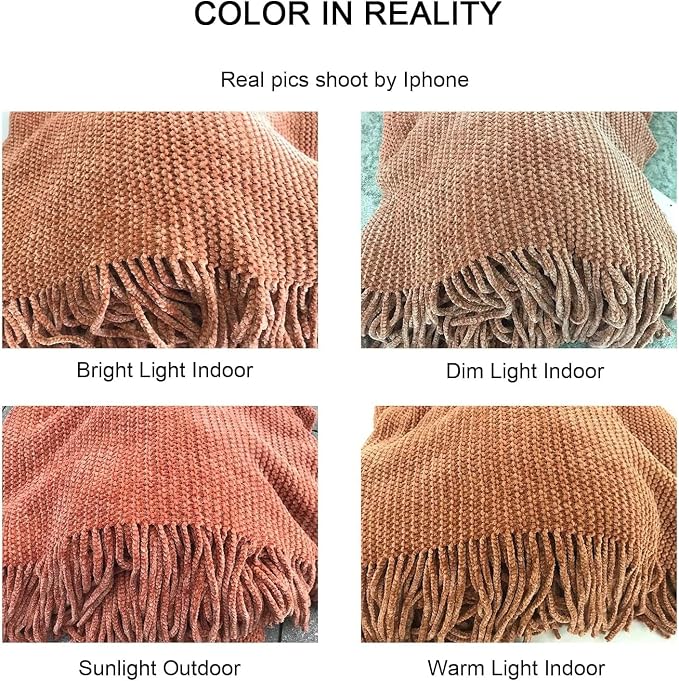 lifein Throw Blanket for Couch, Soft Boho Decor Bed Throw, Cozy Burnt Orange - Image 7