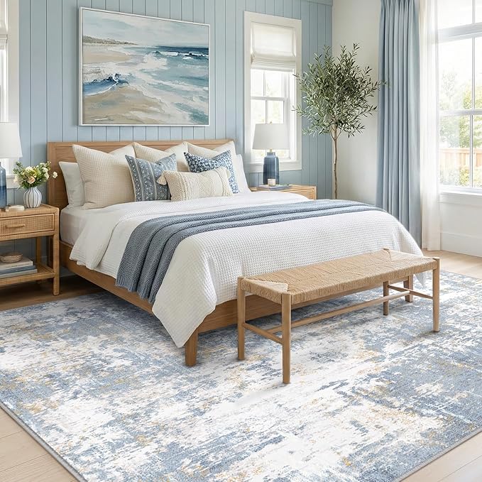 Washable Area Rugs 9'x12' Non-Slip Modern Abstract Soft - Image 3