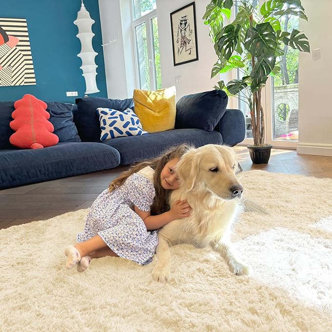 OLANLY 2x3 Machine Washable Small Bedside Rug, Soft Fluffy Shaggy Entryway - Image 5