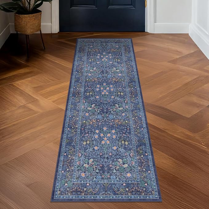 Non Slip Dark Blue 2x5 Runner Rug - Image 3