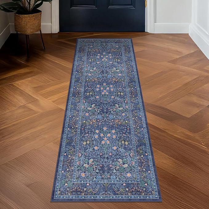 Hazo Haus Non Slip 2x6 Dark Blue Kitchen Runner Rug - Image 3