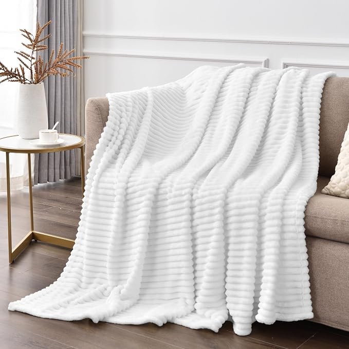 BEDELITE Fleece Blanket Twin Size – 3D Ribbed Jacquard Soft and Warm Decorative - Image 5