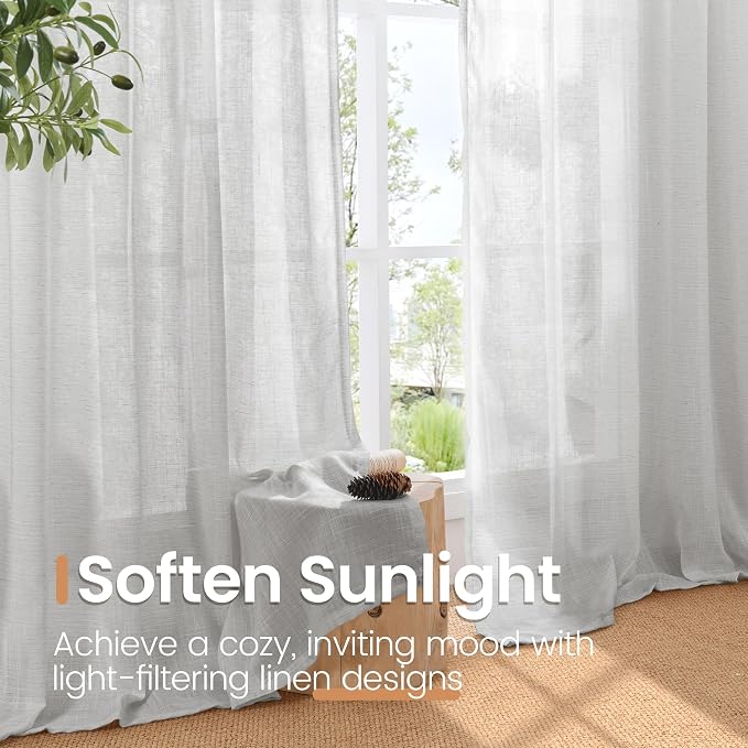 BGment Light Grey Linen Curtains - Image 4