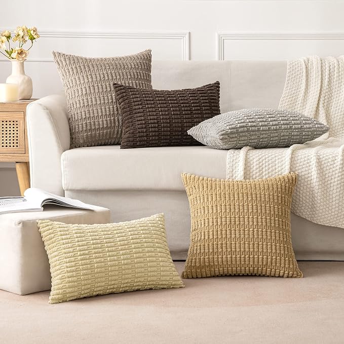 MIULEE Pack of 2 Corduroy Decorative Throw Pillow Covers 18x18 Inch Soft Boho - Image 2