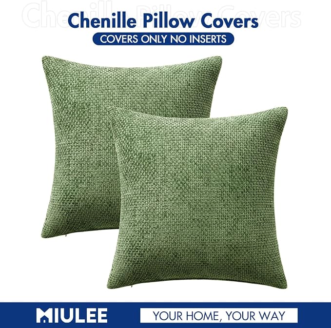 MIULEE Pack of 2 Couch Throw Pillow Covers 18x18 Inch Sage Green Modern Boho - Image 7